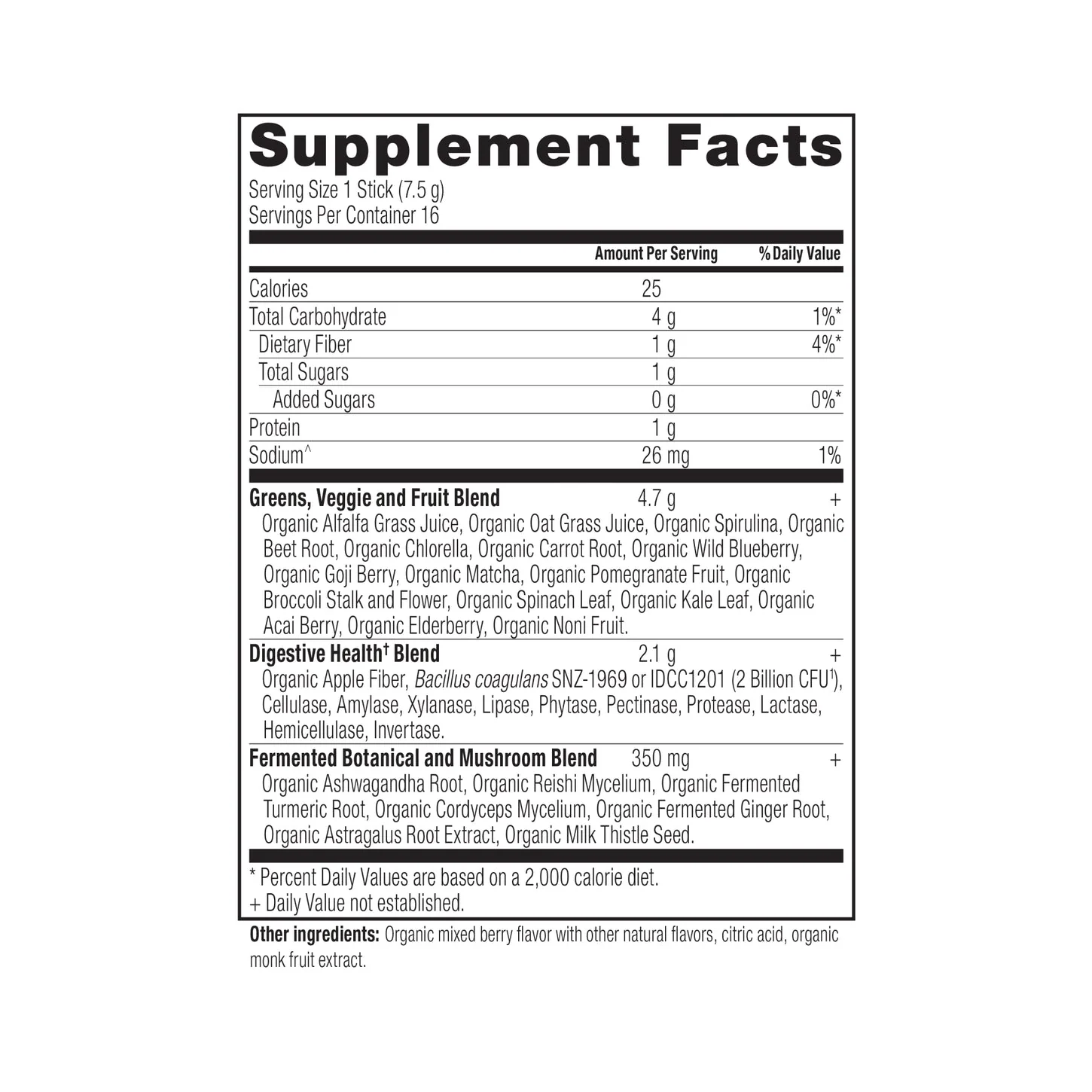 Ancient Nutrition Organic SuperGreens Stick Packs (Berry) - Image 2