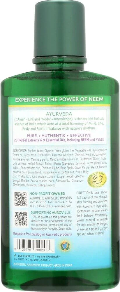 Auromere Neem & Peelu Ayurvedic Mouthwash 16oz - Image 2