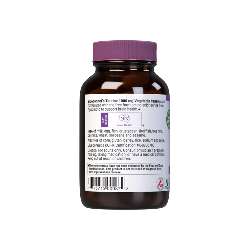 Bluebonnet TAURINE 1000 mg (50 Veg Caps) - Image 3