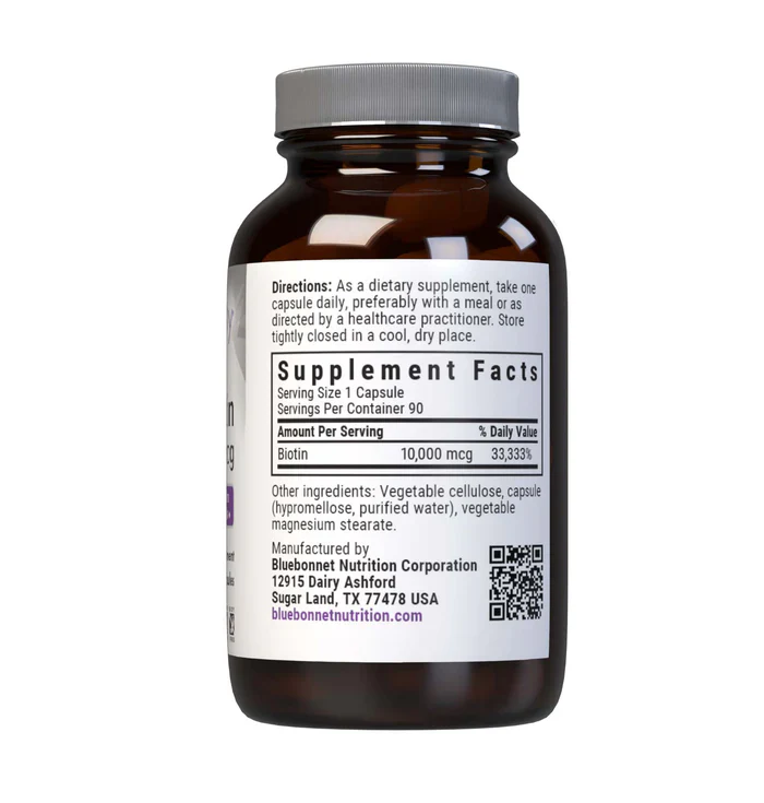 Bluebonnet Beautiful Ally Biotin 10,000mcg (90 Veg Caps) - Image 2