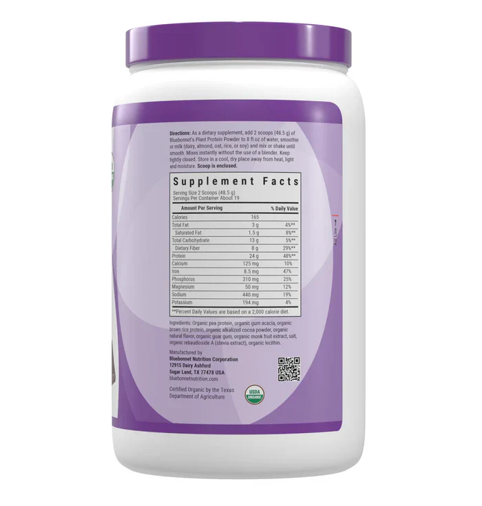 Bluebonnet Organic Plant Protein Powder 2lbs (Chocolate) - Image 2