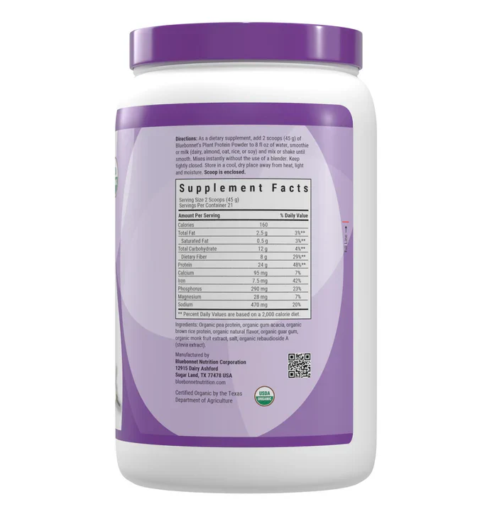 Bluebonnet Organic Plant Protein Powder (Vanilla) - Image 2