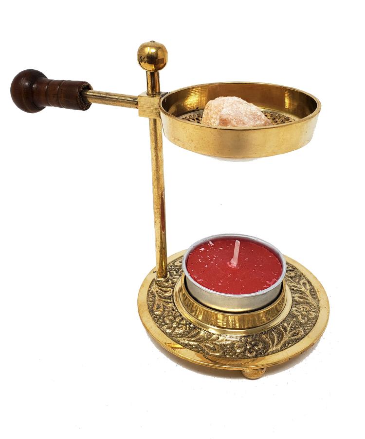 Brass Resin Burner 4.25"H with wooden Knob( Burn Resin without charcoal) - Image 3
