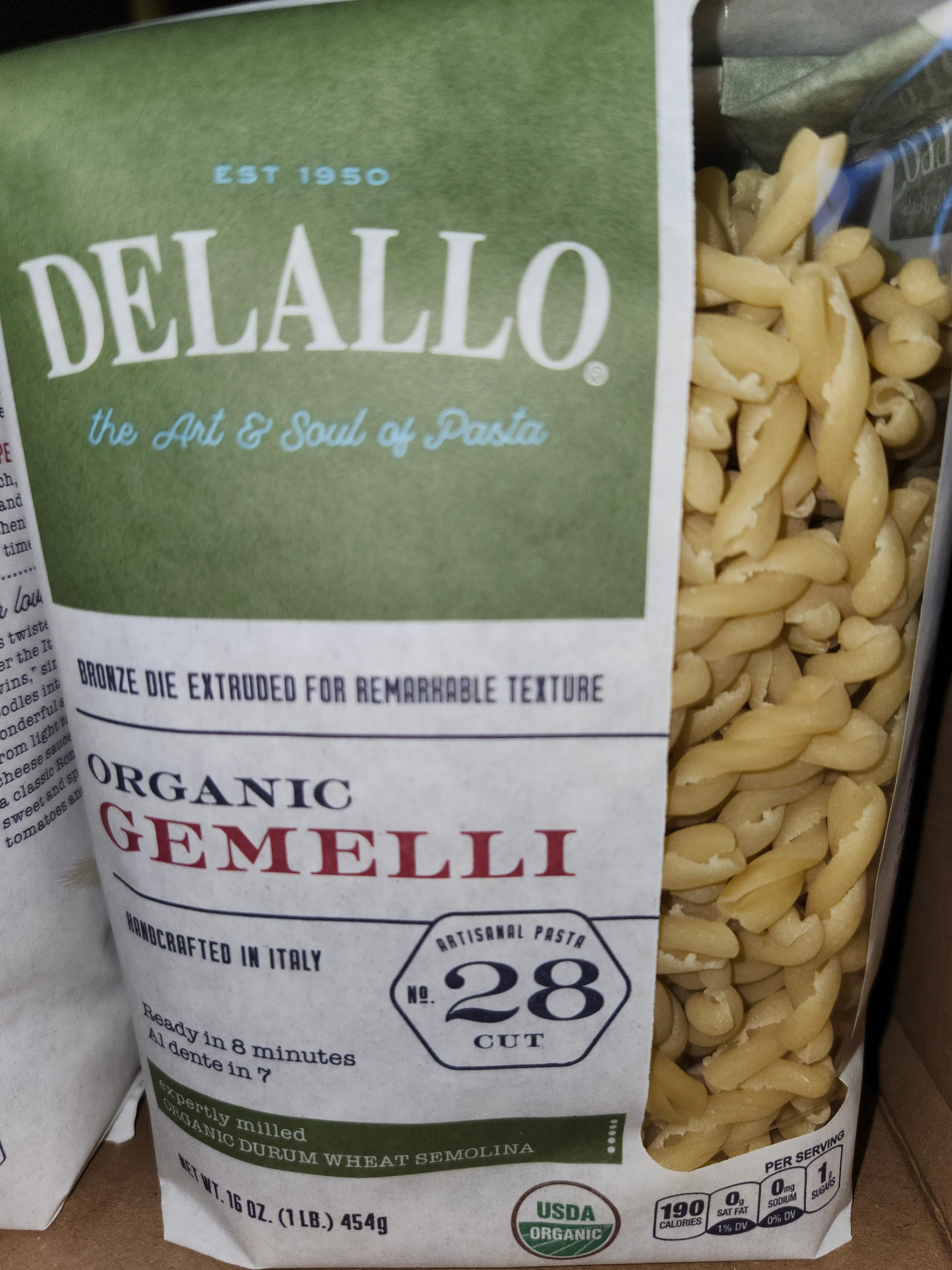 Delallo Organic Gemelli Pasta 16oz