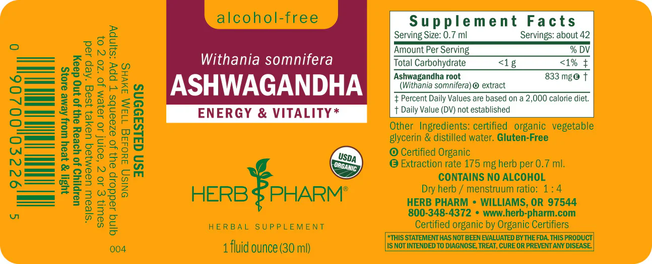 Herb Pharm Ashwagandha, Alcohol-Free 1 fl oz. - Image 2