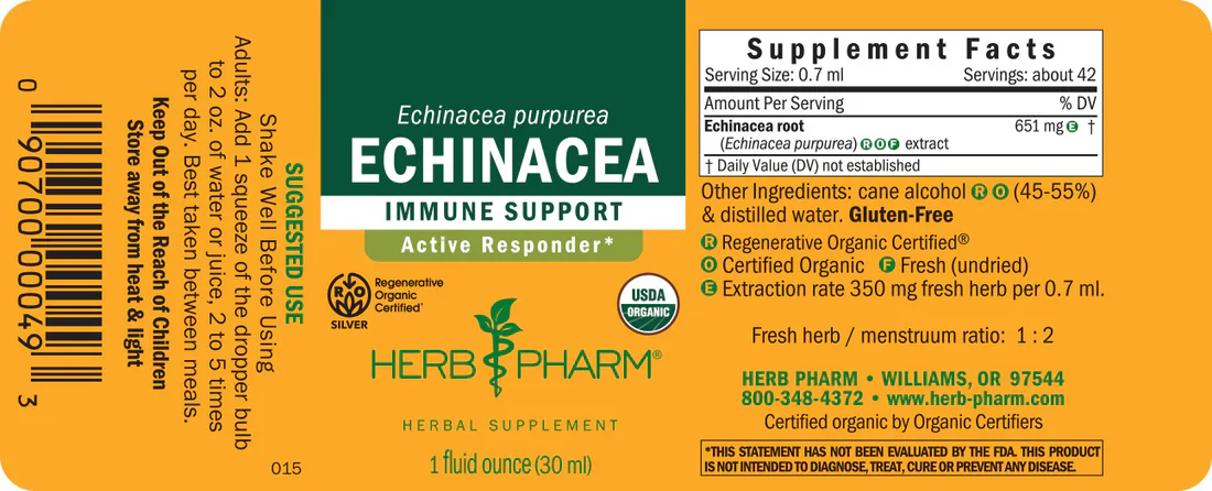 Herb Pharm Echinacea, Regenerative Organic Certified® 1 fl oz - Image 2