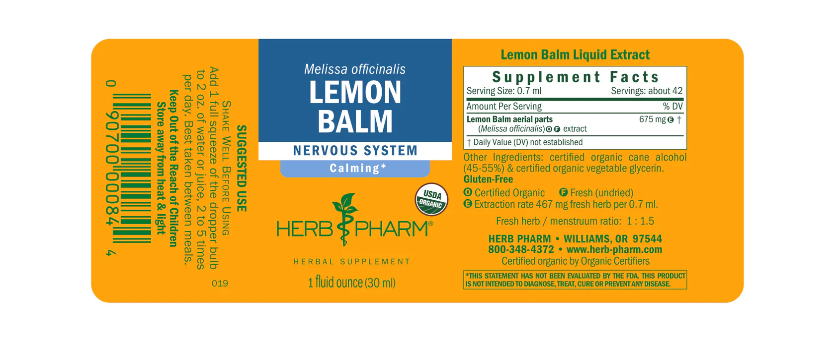 Herb Pharm Lemon Balm 1 fl oz - Image 2