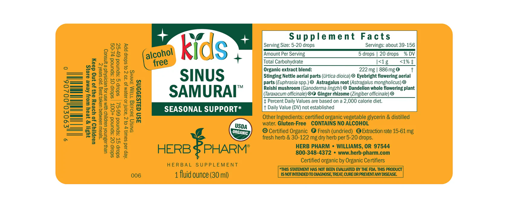 Herb Pharm Kids Sinus Samurai™ 1 fl oz - Image 2