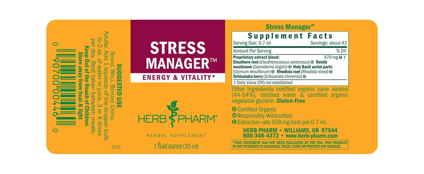Herb Pharm Stress Manager™ 1 fl oz - Image 2