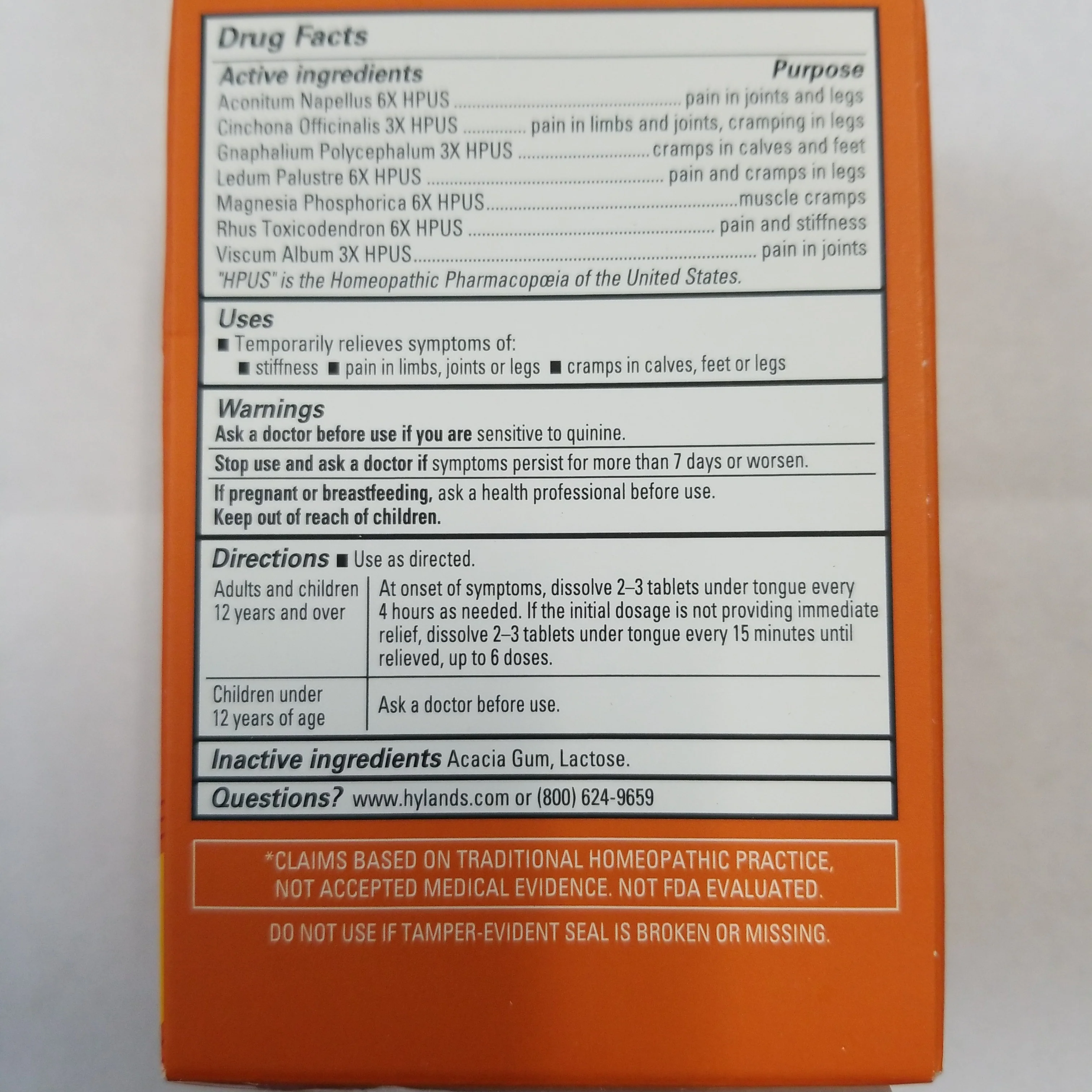 Hylands Leg Cramps (50 tabs) - Image 2