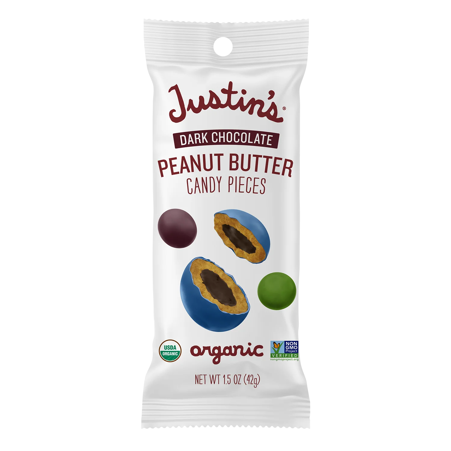 Justin's Dark Chocolate Peanut Butter Candy Pieces 1.5 oz