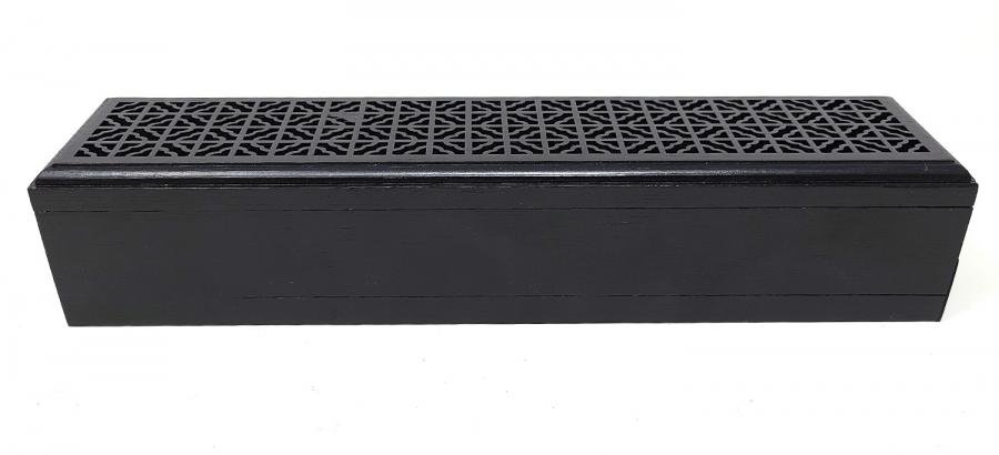 Large Size- Black Finish Wood Incense Box Burner w/Storage (Fire Proof Felt - Just place Incense on Top) - Image 3