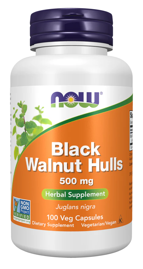 NOW Black Walnut Hulls 500 mg (100 Veg Caps)