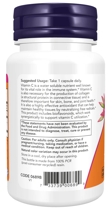 NOW Vitamin C-1000 Veg Capsules - Image 3