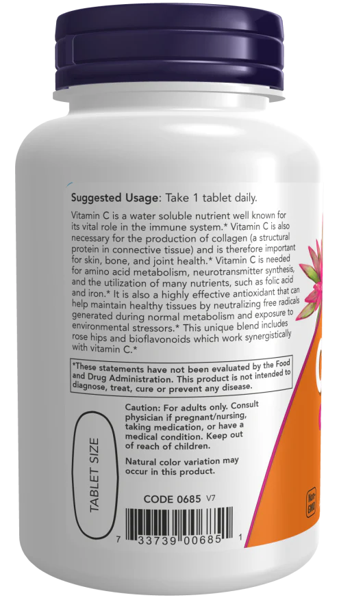 NOW Vitamin C-1000 (100 Tablets) - Image 3