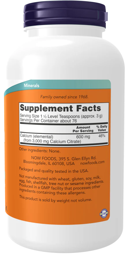 NOW Calcium Citrate Pure Powder (8 oz) - Image 2
