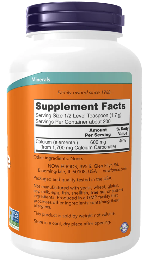NOW Calcium Carbonate Powder (12 oz) - Image 2