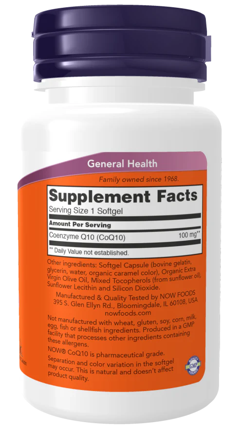 NOW CoQ10 100 mg (150 Softgels) - Image 2
