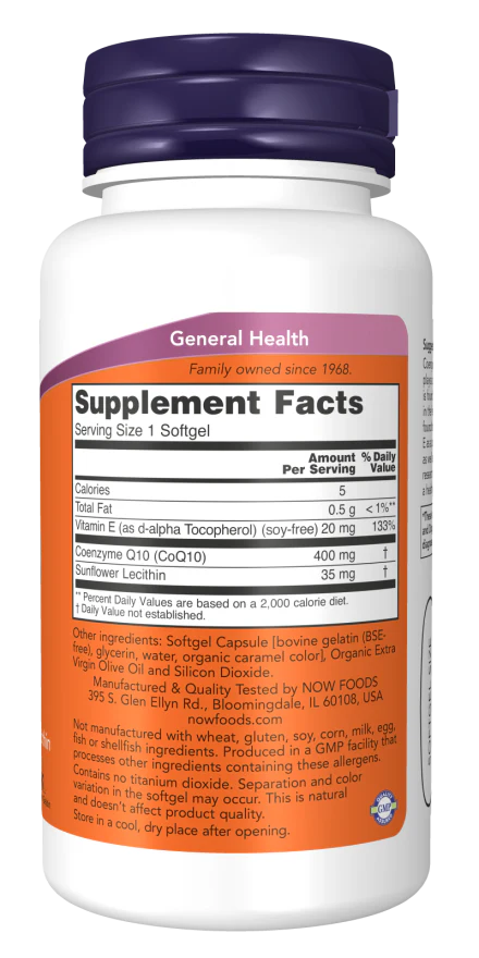NOW CoQ10 400 mg (30 Softgels) - Image 2