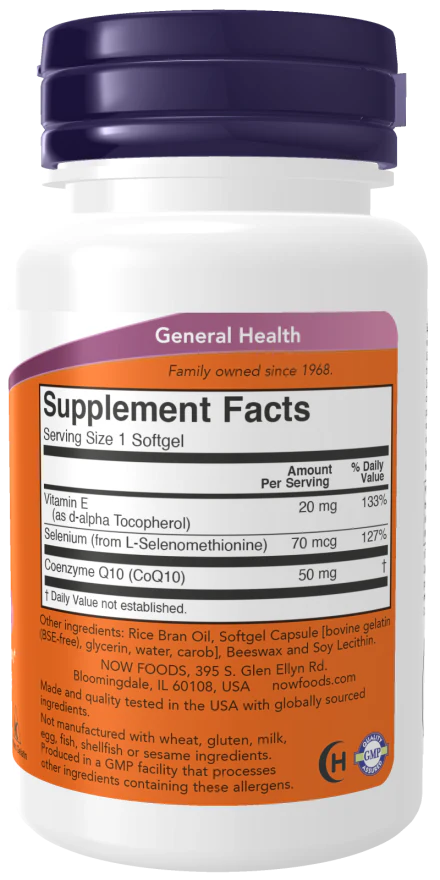NOW CoQ10 50 mg (50 Softgels) - Image 2