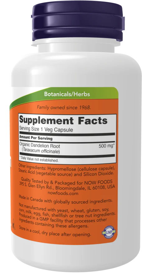 NOW Dandelion Root 500 mg (100 Veg Caps) - Image 2