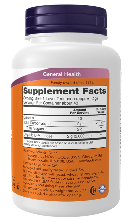 NOW D-Mannose, Organic Pure Powder (3 oz) - Image 2