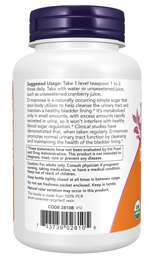NOW D-Mannose, Organic Pure Powder (3 oz) - Image 3