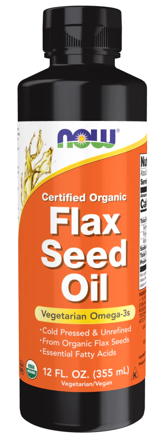 NOW Flax Seed Oil Liquid, Organic (12 fl oz)