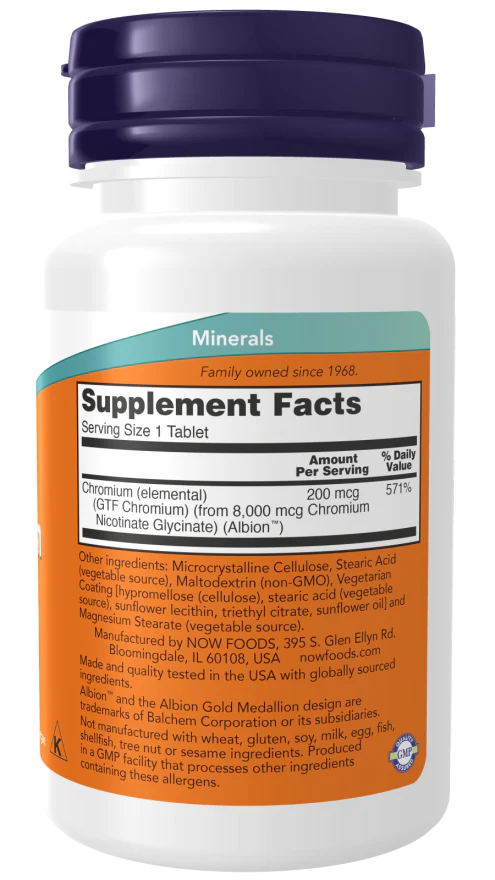 NOW GTF Chromium 200 mcg (100 Tablets) - Image 2