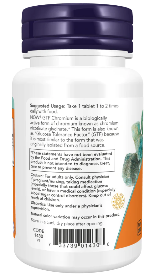 NOW GTF Chromium 200 mcg (100 Tablets) - Image 3