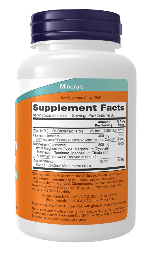 NOW Magnesium & Calcium (100 Tablets) - Image 2