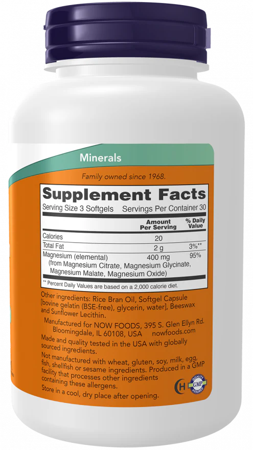 NOW Magnesium Citrate (90 Softgels) - Image 2
