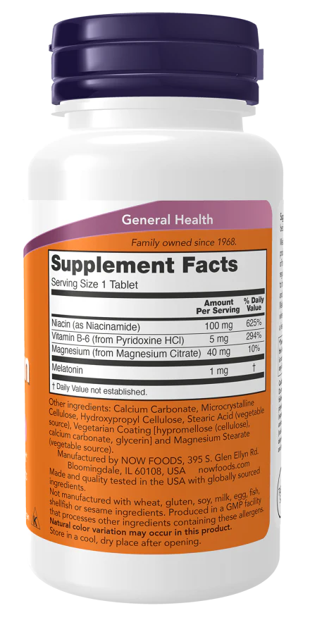 NOW Melatonin 1 mg (100 Tablets) - Image 2