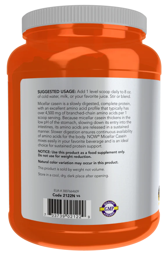 NOW Micellar Casein, Unflavored Powder (1.8 lb) - Image 3