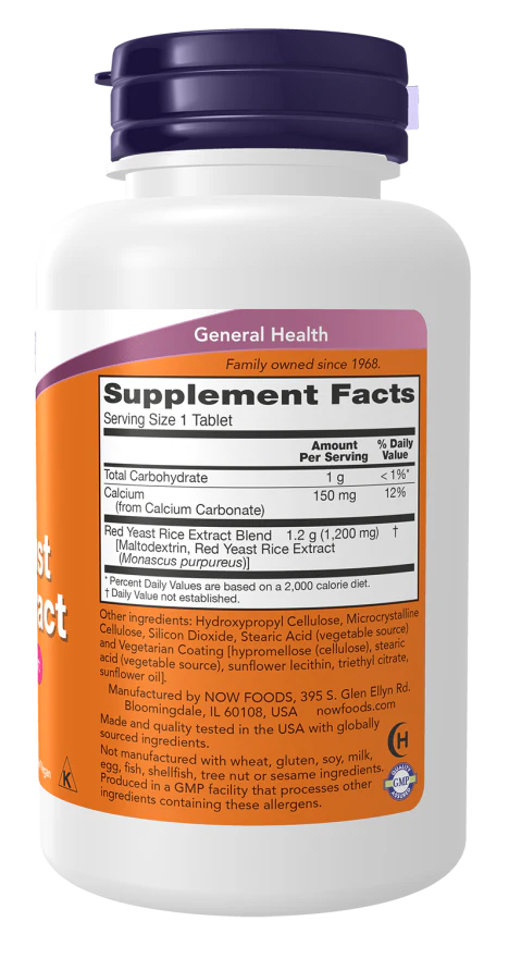 NOW Red Yeast Rice Extract (60 Tablets) - Image 2