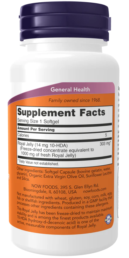 NOW Royal Jelly 1000 mg (60 Softgels) - Image 2