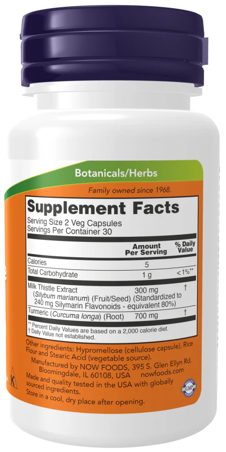 NOW Milk Thistle Extract 150 mg Silymarin (120 mg) (120 Veg Caps) - Image 2