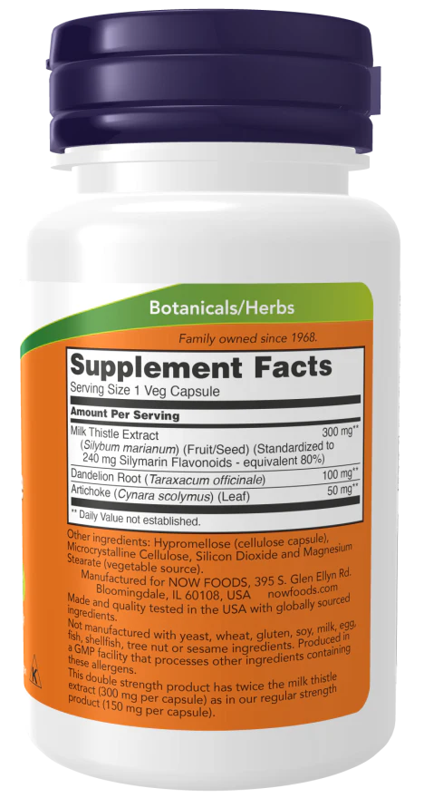 NOW Milk Thistle Extract, Double Strength 300 mg (100 Veg Caps) - Image 2