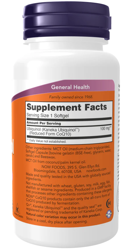 NOW Ubiquinol 100 mg (60 Softgels) - Image 2