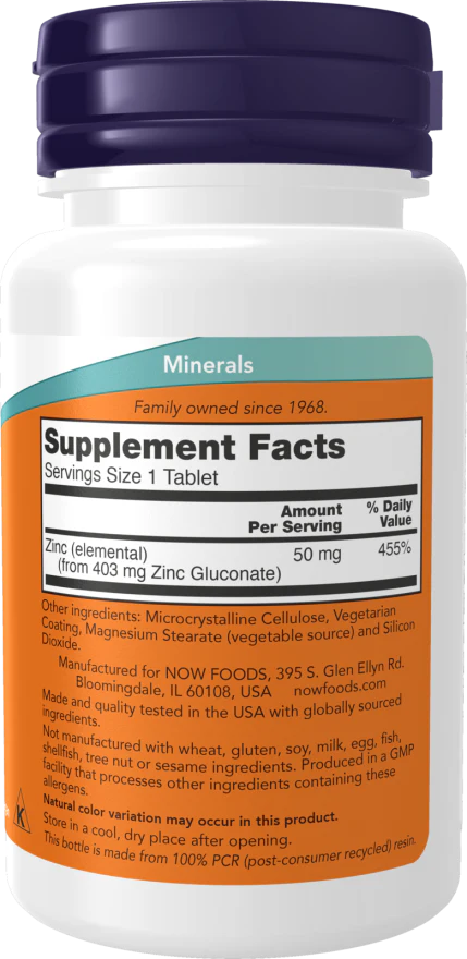 NOW Zinc 50 mg (100 Tablets) - Image 2