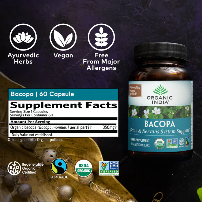 Organic India Bacopa (60 Veg Caps) - Image 2