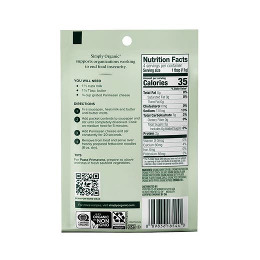 Simply Organic Alfredo Dry Packet - Image 2