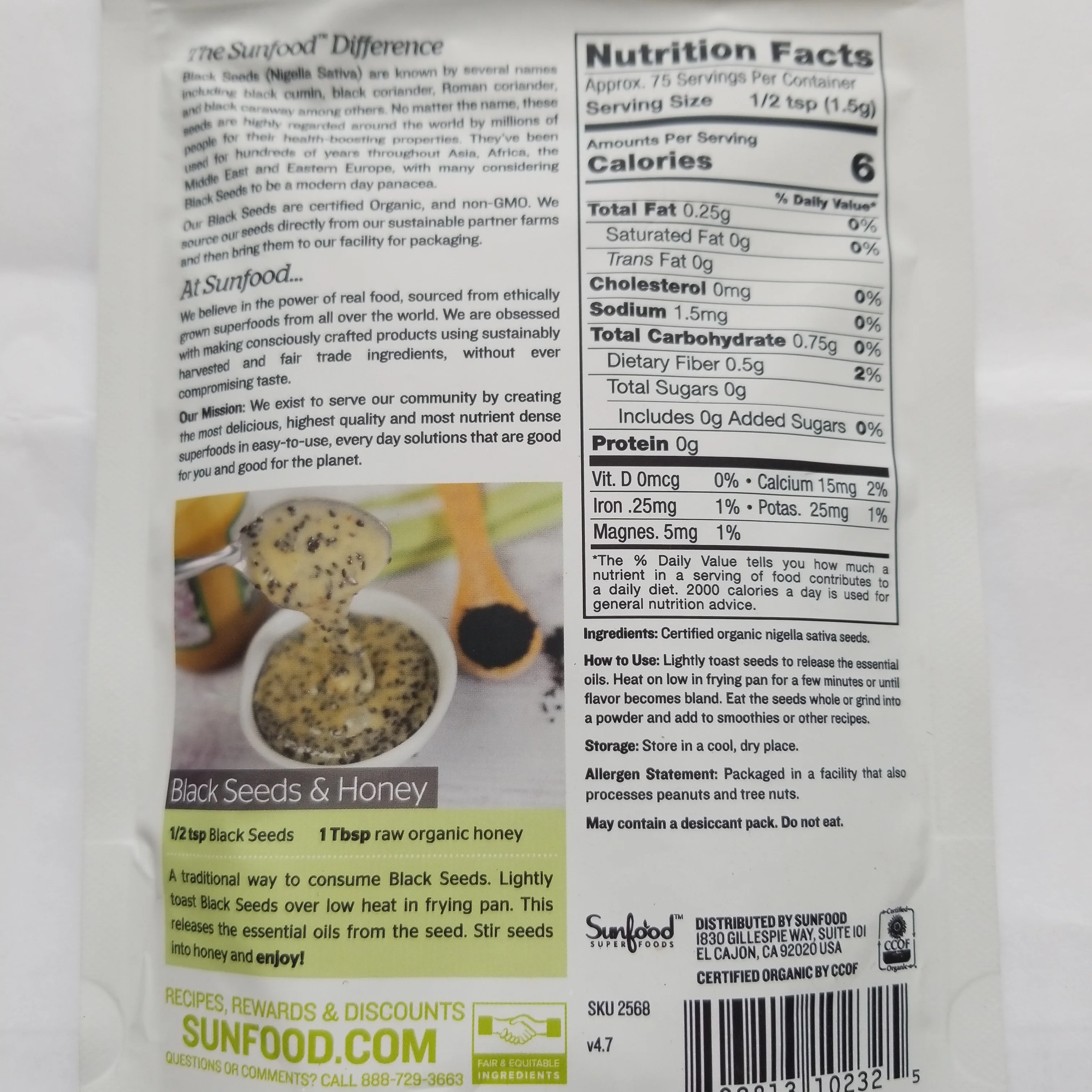 Sunfood Organic Black Seeds 4oz - Image 2