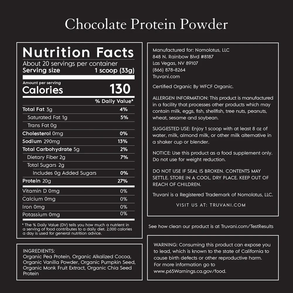 Truvani Plant Based Protein Powder (Chocolate) Single Serve - Image 2