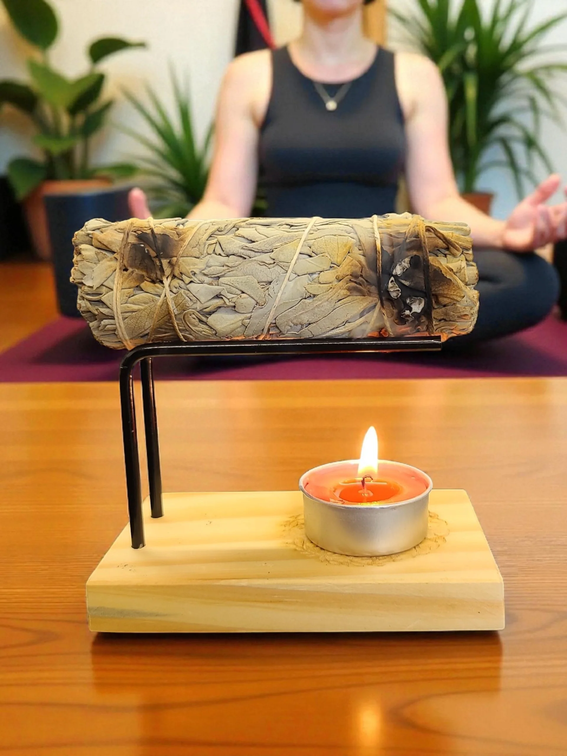 Wooden Smudge Stick Burner with Tree Of Life Design 4.5in - Image 3